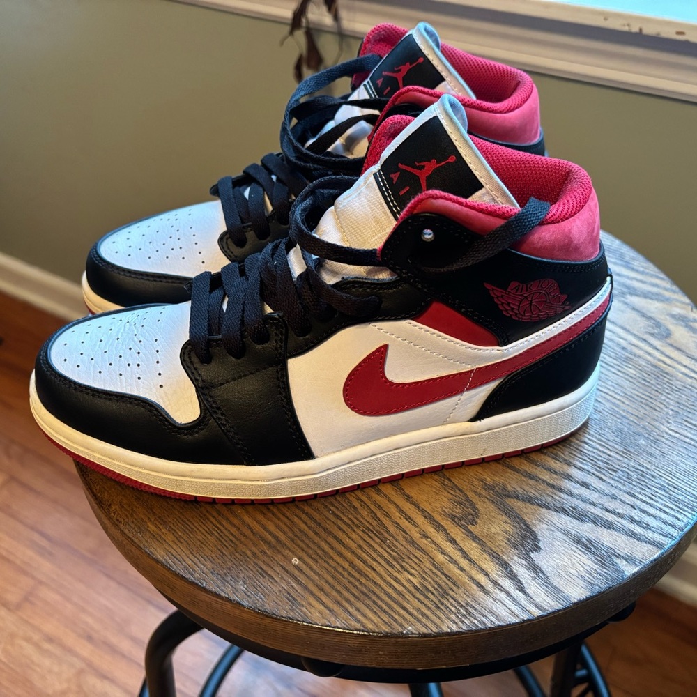 Jordan Black, White, and Red Sneakers